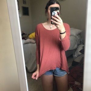 Pink Waffle Knit Sweater